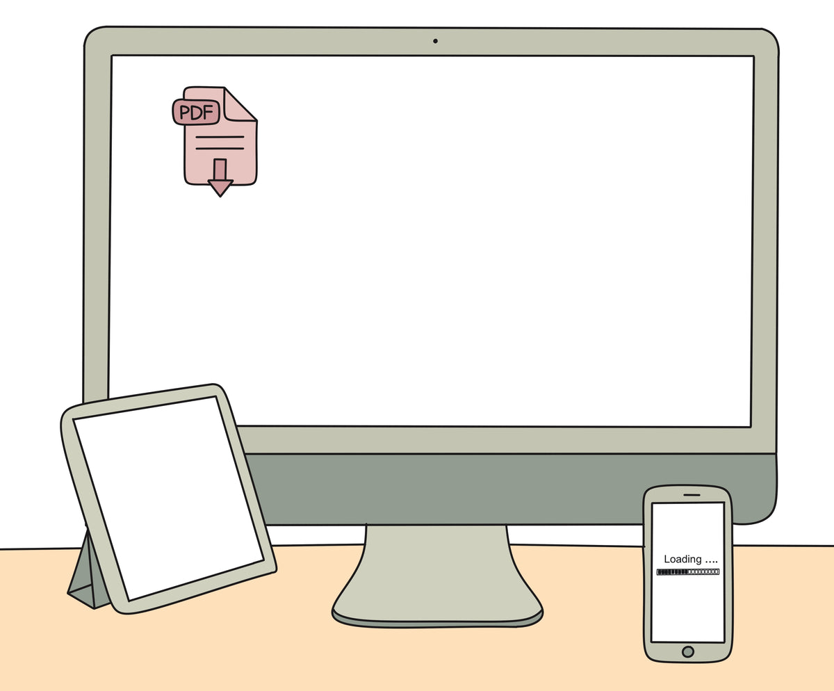 Illustration représentant un ordinateur, une tablette et un téléphone pour montrer que les guides de sophrologie sont disponibles en téléchargement numérique.