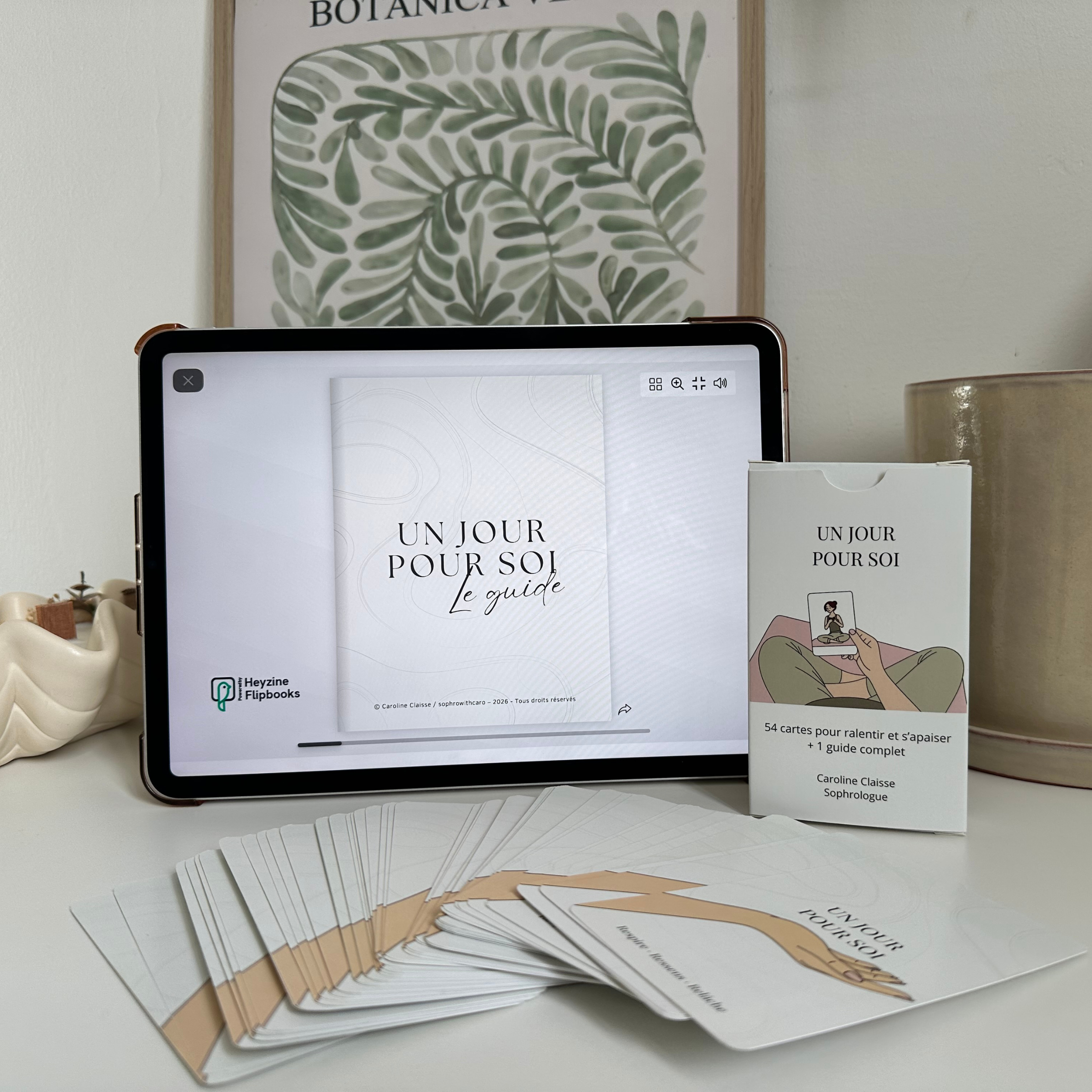 Pages intérieures du guide illustré accompagnant le jeu de cartes Un jour pour soi.