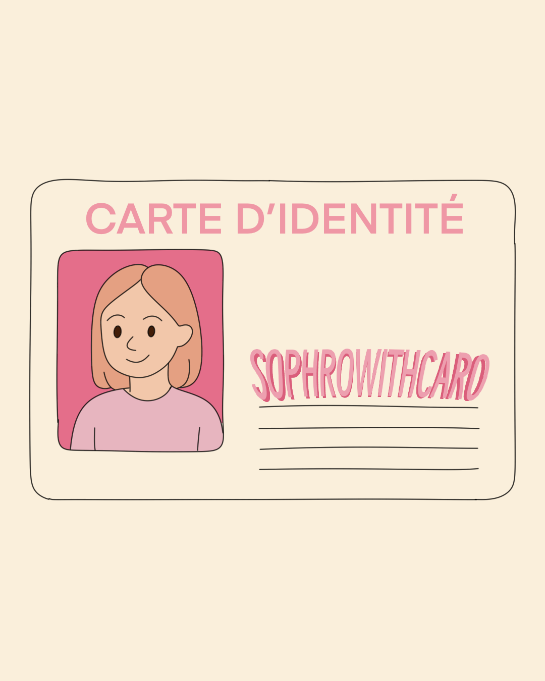 Caroline Claisse Sophrologue en visio Illustration carte d'identité sophrowithcaro caroline claisse sophrologue en visio gestion de l'anxiété